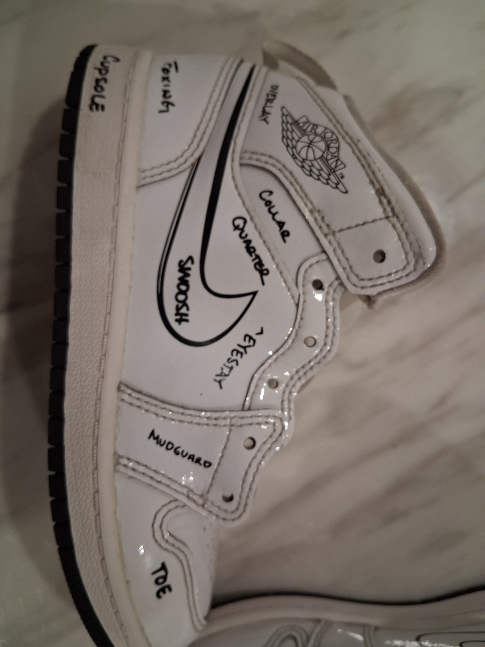 White Air Jordan 1 Mid "Schematic" sneakers Sz 13c